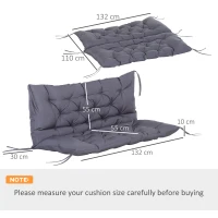 Outsunny Pernuță pentru Bancă de Grădină sau Leagăn de Grădină 132x110x10 cm cu 6 Curele de Fixare Gri Închis(m-3)