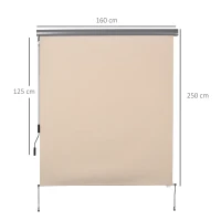 Outsunny Store extérieur enrouleur 2,5 x 1,6 m avec manivelle, aluminium et polyester 280g/m² anti-UV50+, crème(m-3)