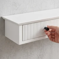 HOMCOM Shelf Wall-Mounted Storage Shelf Shelving Unit MDF 93 x 15 x 10 cm Entryway Kitchen Living Room, White(m-10)