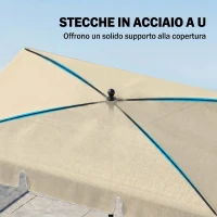 Outsunny Ombrellone da Giardino Rettangolare e Regolabile con Palo in Alluminio, 2x1.3x2.5 m, Beige(m-5)