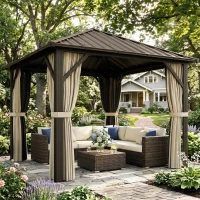 Outsunny Gartenpavillon ca. 3 x 3 m Aluminium Pavillon mit Stahldach Hardtop Moskitonetz 4 Seitenteile, UPF50+(m-2)