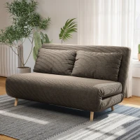 HOMCOM Sofá-cama, cama para hóspedes, encosto ajustável em 3 posições, cotelê, até 120 kg, 141 x 90 x 81 cm, Marrom Escuro(m-6)