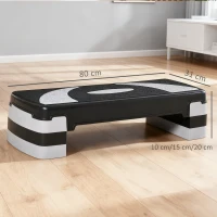 HOMCOM Stepper Fitness Aérobic hauteur réglable 10/15/20 cm surface antidérapante 80 x 31 x 20 cm plastique noir gris(m-3)