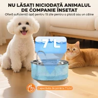 PawHut Fântână pentru pisici de 7L cu lumină LED și perie, din oțel inoxidabil 304, 32x22,1x22,3 cm, argintiu(m-6)