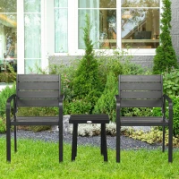 Outsunny Gartenmöbel-Set für 2 Personen inkl. 1 Tisch, 2 Stühlen, Gartengarnitur, Bistro-Set, HDPE Schwarz(m-10)