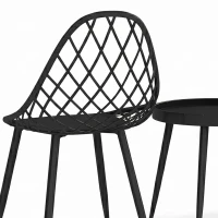 Outsunny 3-Piece Outdoor Bistro Set with 2 Chairs and Round Table for Garden, Balcony, Porch, Black(m-13)