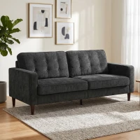 HOMCOM 3 Seater Sofa Button Tufted Upholstered Couch with Wood Legs for Living Room, Dark Grey(m-2)