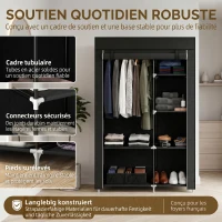 HOMCOM Armoire penderie multi-rangement - 6 étagères, 1 barre - non tissé noir(m-5)