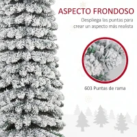 HOMCOM Árbol de Navidad Estrecho Nevado 240 cm con 603 Ramas y Soporte de Metal Plegable para Salón Interior Verde(m-7)