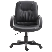Vinsetto Sedia da Ufficio Ergonomica e Girevole, Poltrona da Ufficio con Altezza Regolabile in Finta pelle 60x60x94-103cm Nero(m-4)
