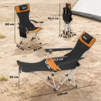 Outsunny 2er Set Campingstuhl faltbar Angelstuhl mit abnehmbar Fußstütze Getränkehalter belastbar 120 kg Orange(m-3)