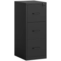 HOMCOM Schedario Portadocumenti Minimal a 3 Cassetti con Barra Regolabile, in Acciaio, 36.5x46.2x99 cm, Nero(m-1)