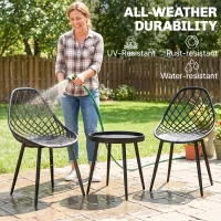 Outsunny 3-Piece Outdoor Bistro Set with 2 Chairs and Round Table for Garden, Balcony, Porch, Black(m-4)