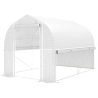 Outsunny Estufa polytunnel 3 x 2 x 2 m com laterais enroláveis, lona plástica resistente aos UV e estrutura de aço, Branco(m-7)