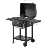 Outsunny Barbecue a Carbone, Griglia Smoker con Ruote per Uso Esterno, Nero