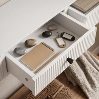 HOMCOM Shelf Wall-Mounted Storage Shelf Shelving Unit MDF 93 x 15 x 10 cm Entryway Kitchen Living Room, White(m-12)
