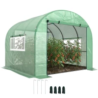 Outsunny Serre de jardin serre tunnel de jardin 9m² PE Haute densité 135 g/m², avec 2 portes zippées 300 x 300 x 200 cm, vert(m-11)