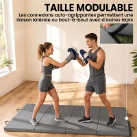 HOMCOM Trainingsmatte, Faltbare Fitnessmatte Sportmatte mit Griffen Gymnastikmatte Grau, 180 x 80 x 5 cm(m-6)