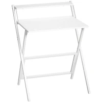 HOMCOM 70 cm Folding Computer Desk with Monitor Shelf - White(m-1)