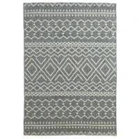 HOMCOM Teppich für drinnen und draußen, Boho-Design, leicht zu reinigen, Grau(m-1)