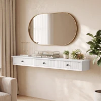 HOMCOM Shelf Wall-Mounted Storage Shelf Shelving Unit MDF 93 x 15 x 10 cm Entryway Kitchen Living Room, White(m-14)