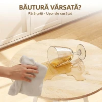 HOMCOM Masă Înaltă Rotundă cu Raft, Masă Modernă pentru Bucătărie sau Dining, PAL, Metal, Lemn Natural și Alb(m-5)
