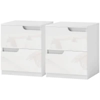 HOMCOM High Gloss Bedside Table Set of 2 - White(m-11)