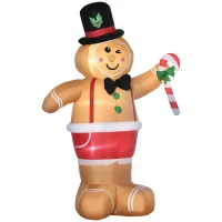 Outsunny Aufblasbare Weihnachtsfiguren Aufblasbarer Lebkuchenmann, 2 m, inkl. Gebläse, Mehrfarbig(m-11)