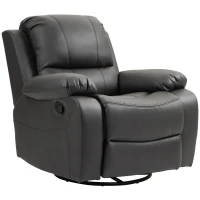 HOMCOM Poltrona relax, encosto e apoio para os pés ajustáveis, giratória, até 150 kg, estrutura em aço, 93x100x98cm, Preto(m-1)