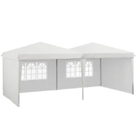 Outsunny Tente de réception Tonnelle barnum pliable 6x3m avec parois latérales Hauteur réglable avec sac de transport Roues(m-1)