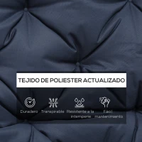 Outsunny Colchón de Banco de 3 Plazas 150x98x8 cm con 6 Cordones de Fijación para Jardín Terraza Balcón Exterior Azul(m-4)