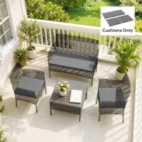 Outsunny Outdoor Seat Cushion Pads for Rattan Furniture, 3 PCs Garden Furniture Cushions, Dark Grey(m-9)