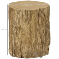 HOMCOM Tree Stump End Table, Round Concrete Side Table for Indoor and Outdoor Use, Natural Wood Effect(m-3)