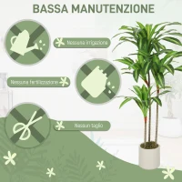 HOMCOM Pianta Artificiale di Dracena Verde in PEVA e Legno con Vaso Contenitore in PP e Cemento, 60x40x120 cm(m-5)