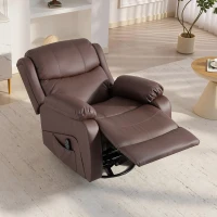 HOMCOM Poltrona Relax Reclinabile con 8 Punti Massaggianti, Riscaldanti e Poggiapiedi, 87x97X100 cm, Marrone(m-10)