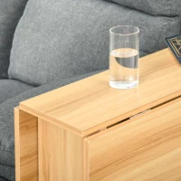 HOMCOM Folding Dining Table, Drop Leaf Table for Small Spaces, Foldable Rectangular Tabletop with Storage Shelves for Kitchen, Dining Room, Teak(m-8)