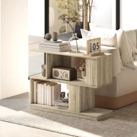 HOMCOM Măsuță de Cafea Modernă în Formă de S cu 3 Rafturi pentru Living și Salon, 90x30x61 cm, Lemn(m-2)