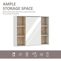 HOMCOM Bathroom Mirror Cabinet, Wall Mounted Storage Cabinet with Open Cupboard and Adjustable Shelf, White(m-4)