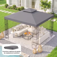 Outsunny Toit de Remplacement pour pavillon de Jardin Toile de Rechange pour pavillon tonnelle Tente 3 x 3 m Gris(m-2)