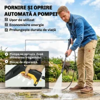 Outsunny Aparat de Spălat cu Presiune 1600w cu Duză Reglabilă, 120 Bar, Galben(m-6)