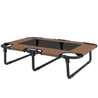 PawHut Erhöhtes Hundebett klappbar Haustierbett, Outdoor Hundeliege mit Netzdesign Kaffee Oxford 75 x 51 x 18 cm(m-11)