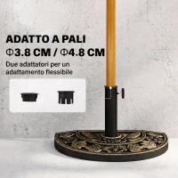 Base per Ombrellone a Mezzaluna da Ø38 mm e Ø48 mm con Manovella, Basamento per Ombrellone in Resina, Base Ombrellone a Parete 50x31x32 cm, Bronzo(m-4)