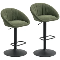 HOMCOM Set of Two Relaxed Tub Bar Stools - Dark Green(m-1)
