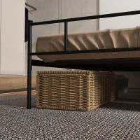 HOMCOM Bett 160 x 200 cm Bettrahmen mit Lattenrost aus Stahl, Unterbettaufbewahrung, Doppelbett, Schwarz(m-9)