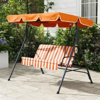 Outsunny Balancín de Jardín Exterior Columpio de 3 Plazas con Toldo Ajustable y Marco de Acero 172x110x153 cm Naranja(m-8)