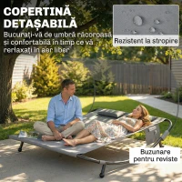 Outsunny Șezlong de Grădină cu Roți și Perne, Dublu, Gri(m-6)