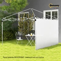 Outsunny Panneaux latéraux pour tonnelle panneaux de remplacement pour tonnelle 3 x 3 m ou 3 x 6 m, lot de 2, blanc(m-11)