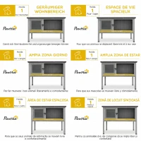 PawHut Cușcă pentru Iepuri Înălțată din Lemn pentru Exterior cu Acoperiș Rabatabil și Tavă Detasabilă, 84x43x70cm, Gri(m-4)