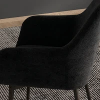 HOMCOM Set 2 Scaune Moderne pentru Sufragerie cu Brațe, Șezut Tapițat și Picioare din Oțel, 54x57x80 cm, Negru(m-9)