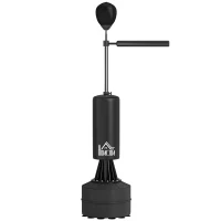 HOMCOM Saco de Boxeo de Pie con Bola de Velocidad y Barra Giratoria de 360° 88x48x155-205 cm Negro(m-11)